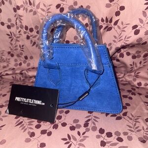 PrettyLittleThing Cobalt Blue Suede Mini Tote